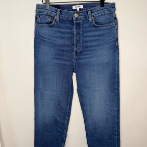 Re/Done Blue 70s Stovepipe Straight Leg Jeans Size 30 Denim Casual Button Fly